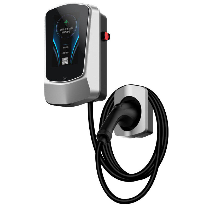 Pengisi daya kendaraan listrik komersial Tipe 2 App Wall EV Charger 4.3 Inch Display