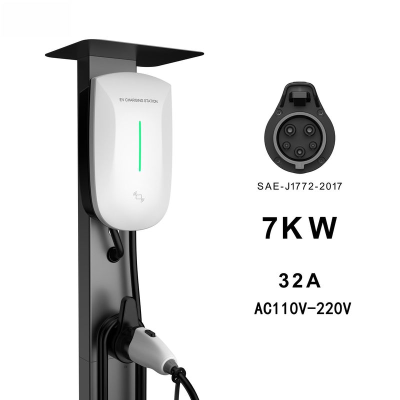 Karto Swiping Column Mounted Portable 240v Type 1 EV Charger Untuk Tesla BMW