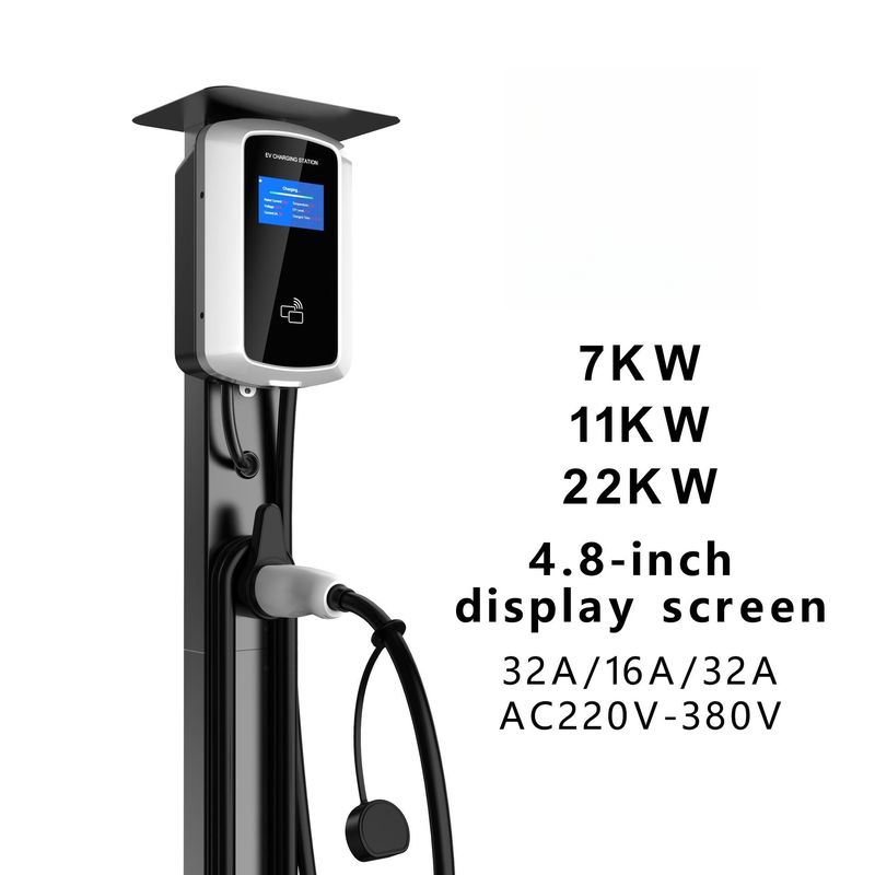 4.8 inci Lcd Screen 480V AC Wall Box Charger Wall Mounted EV Charging Station Swiping Card