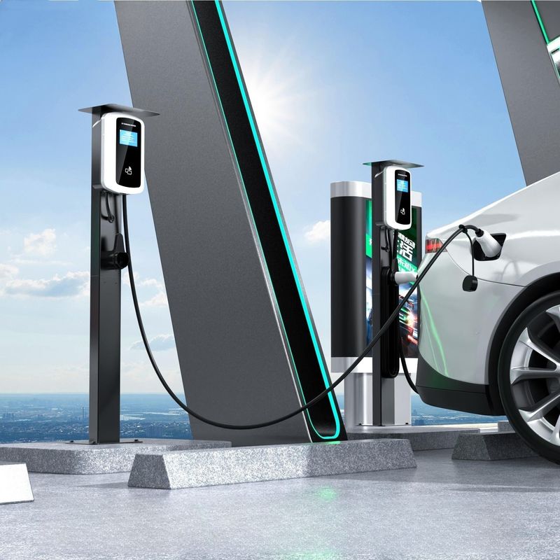 4.8 inci Lcd Screen 480V AC Wall Box Charger Wall Mounted EV Charging Station Swiping Card