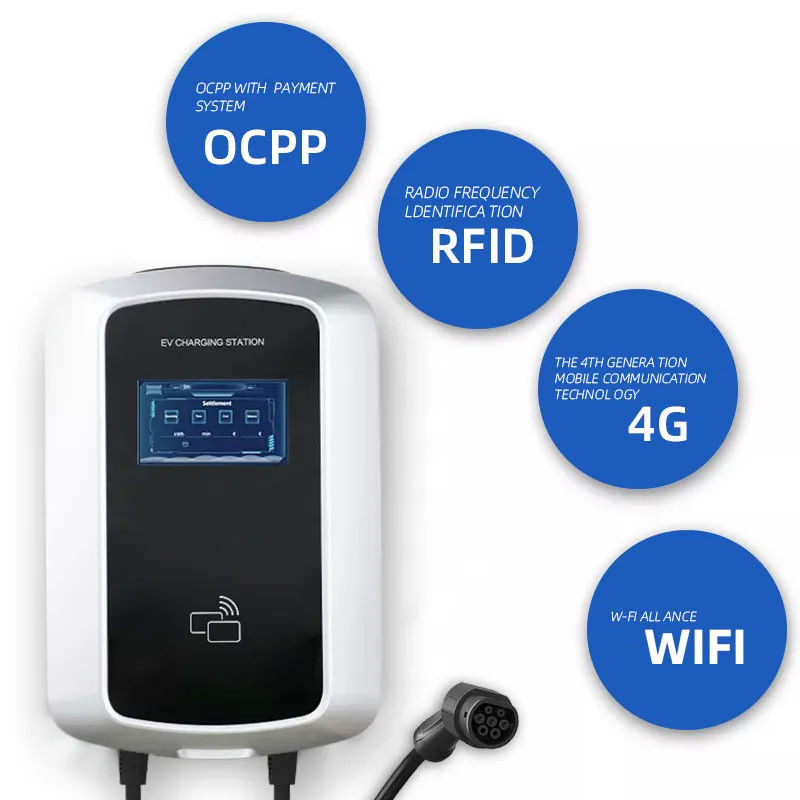 Standar Eropa 3 Fase WIFI Connection Wall Mounted EV Charging Station untuk rumah