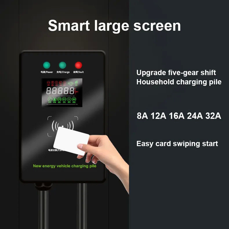 Tipe1 dan Tipe2 Smart Screen Besar Wall Mounted EV Charging Station Blue Tooth