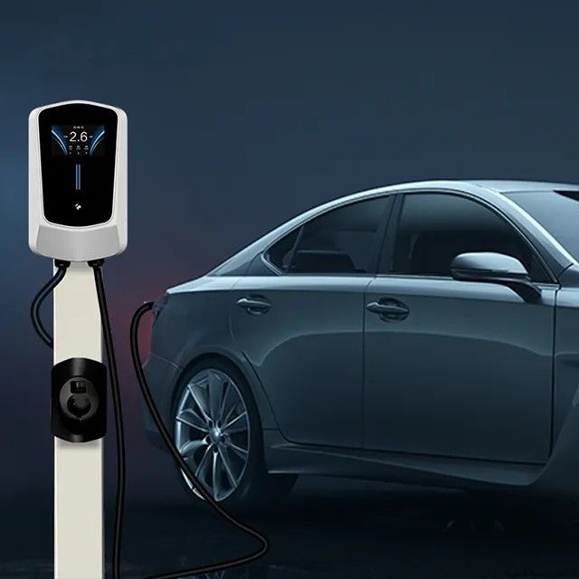 4.3 Inch Screen 11kw 22kw Wall Mounted Car Charging Points Dengan Kabel 5 Meter