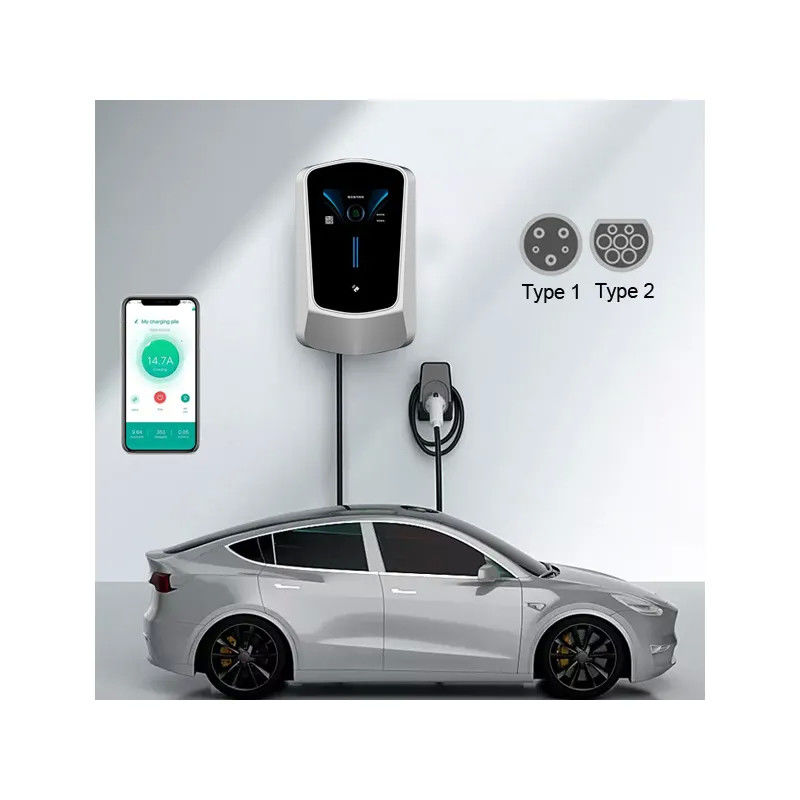 Kolom dipasang Tipe 1 Tipe 2 Ev Wall Box Charger tahan UV