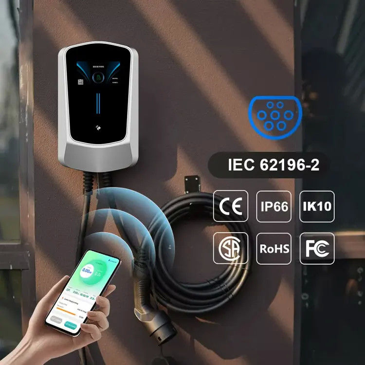 Kolom dipasang Tipe 1 Tipe 2 Ev Wall Box Charger tahan UV