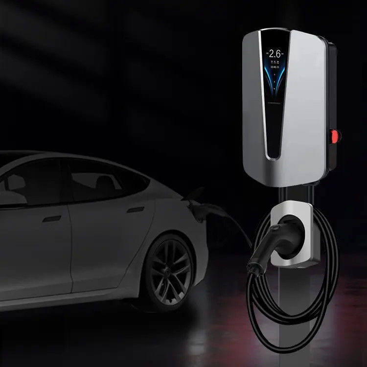 4.3 Inch Screen 22 Kilowatt 5m Kabel Wall EV Charger Untuk Tesla Fast Charging Rumah