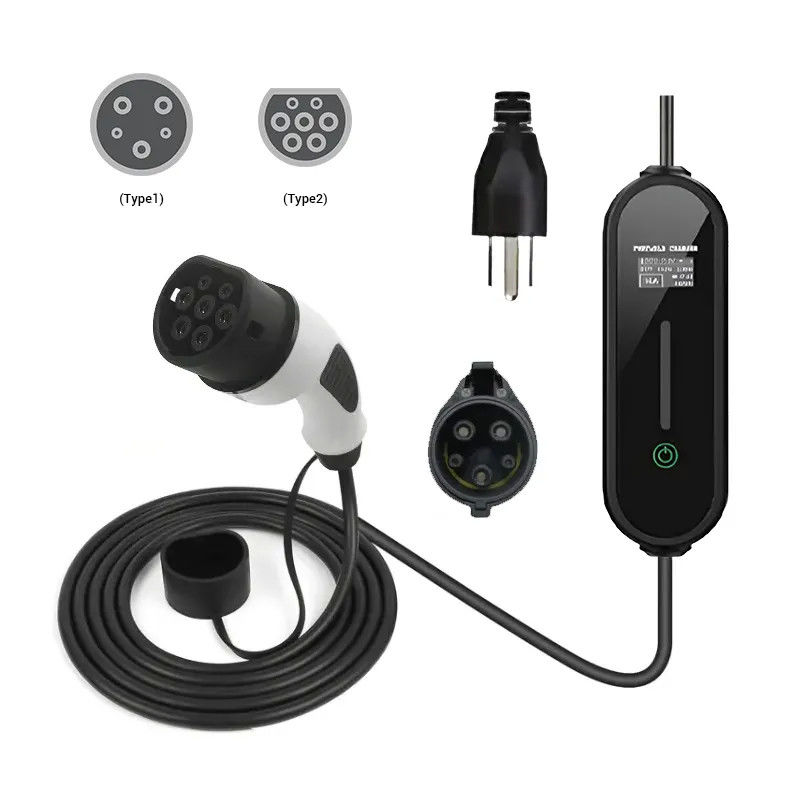 Waterproof Shell 5 Meter Kabel 16A LED Indikator AC Fast Charger Untuk EV