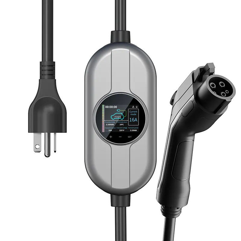 Layar sentuh 50Hz hingga 60Hz 32A Portable AC EV Charger Untuk Pengisian Cepat