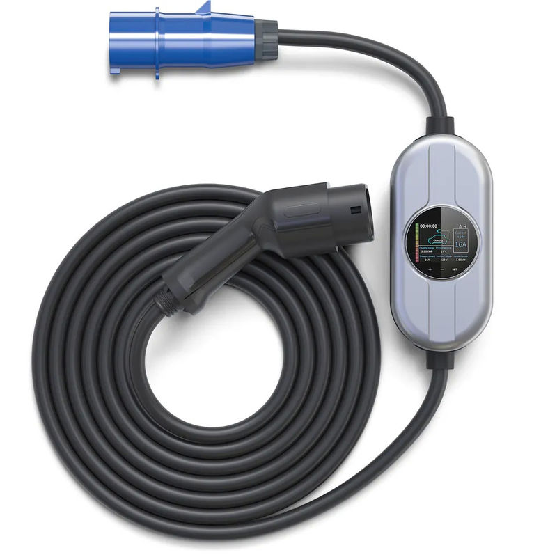 Layar sentuh 50Hz hingga 60Hz 32A Portable AC EV Charger Untuk Pengisian Cepat