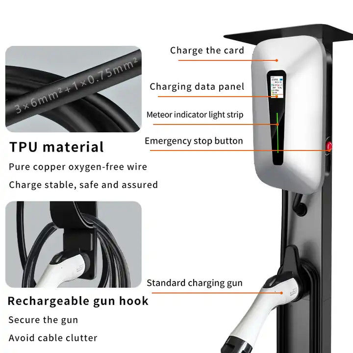 Tipe1 dan Tipe2 RFID LCD Screen Wall EV Charger Untuk Semua Mobil EV