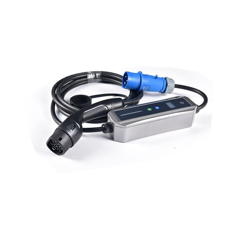Tipe 2 Warna Disesuaikan 22kw Portable AC EV Charger Dengan Layar OLED