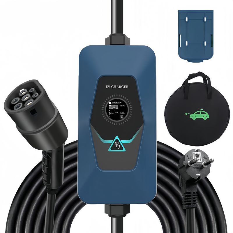 Type 2 Screen Display 32A Portable AC EV Charger Dengan Sertifikat CE